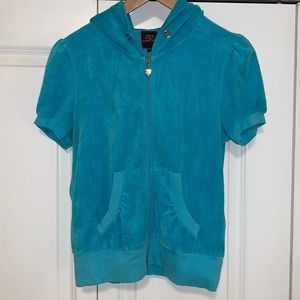 Y2K Bebe Turquoise Short Sleeve Zip Up